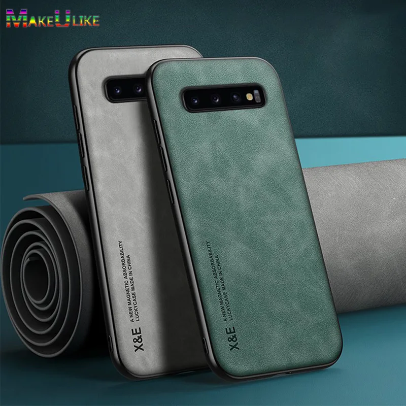

Magnetic Case for Samsung Galaxy S10 Plus Case Leather Silky Feel Slim Cover for Samsung S10 S9 S8 Plus S10e S21 S22 Ultra Case