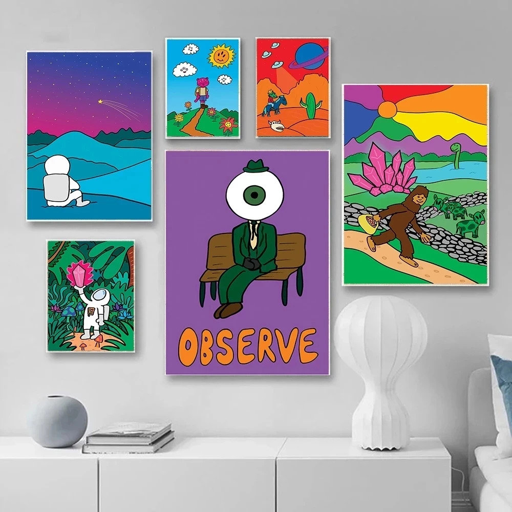 

Wall Art Canvas Prints Vintage Space Crystal Poster Painting Home Decoration Pictures Modular No Frame For Office Poster Artwork