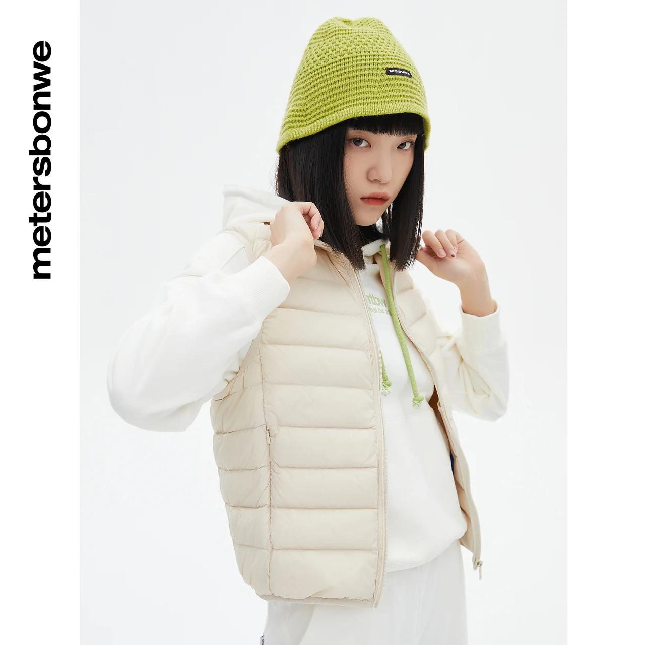 Metersbonwe Women's Stand Collar Solid Color Warm Down Vest 90%Duck Down Ultra Light Slim Female Short Winter Down Vest