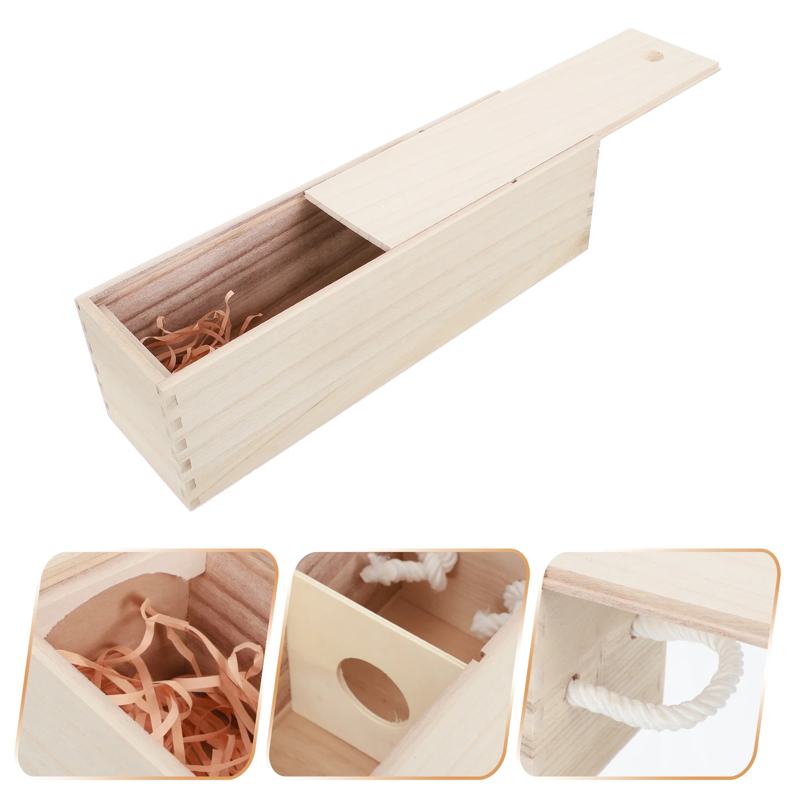 

Wooden Box Wood Boxesgiftslid Container Carrier Unfinished Handle Drop Decorative