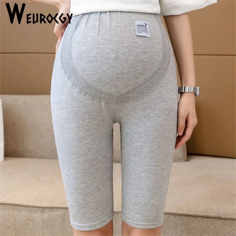 Pregnancy Women 2023 Summer Versatile Belly Adjustable Waist Maternity Cotton Pants Knee-Length Skinny Pregnant Woman Trousers