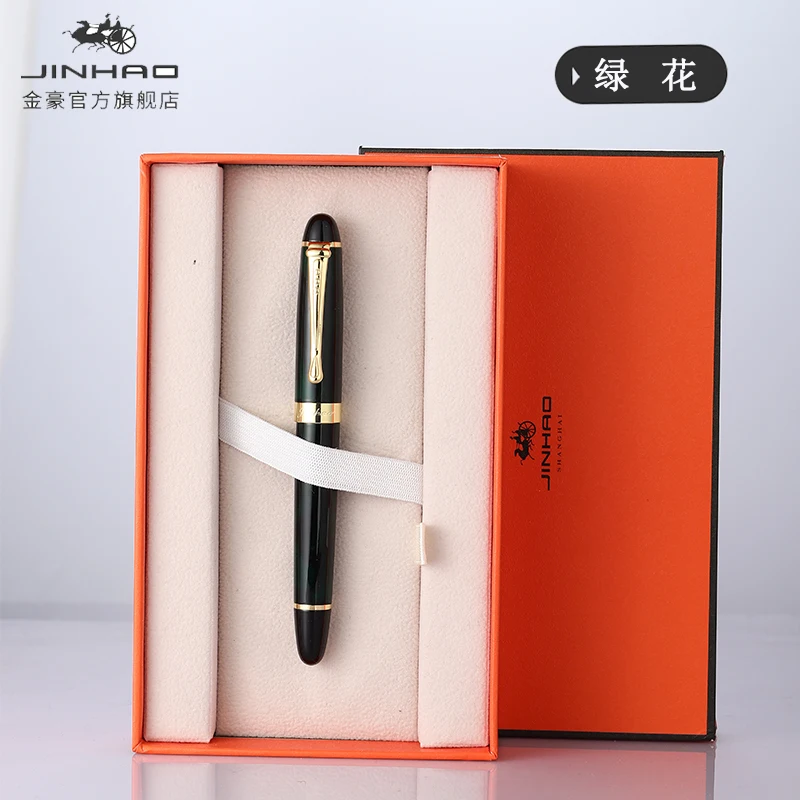 

JINHAO X450 Luxury 0.5mm/1.0mm Bent Nib Fountain Pen Dark Green and Golden 18 KGP Full Metal Blue Red 13 Colors Ink Jinhao 450