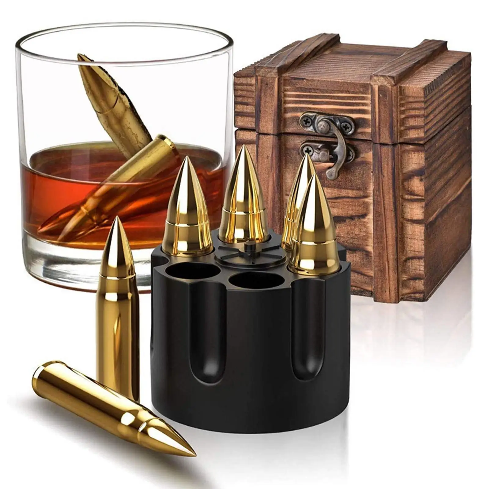 

Bullet Ice Cubes Steel Ice Cubes Bullet Whiskey Stones Quick-Frozen Wine Beer Ice Cooler Kitchen Drink Tools Gifts