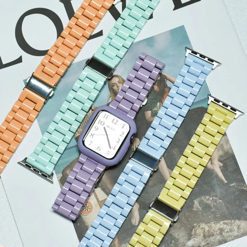

Ремешок полимерный для apple Watch series 8 7 6 SE 5 4 band 42 38 мм, браслет из нержавеющей стали карамельных цветов для iwatch 44 мм 40 мм 41 мм 45 мм 49 мм Ultra