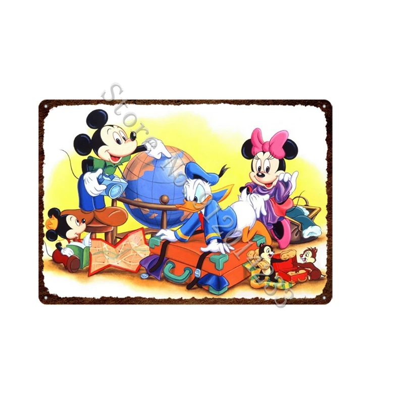 Металлические таблички с мультяшными героями Диснея Минни Микки Маус Дональд