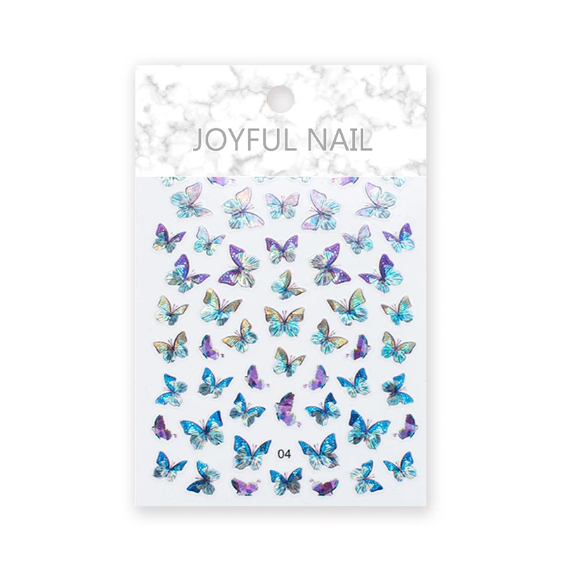 1 лист черных белых серебряных золотых бабочек лазерные 3D наклейки для ногтевого