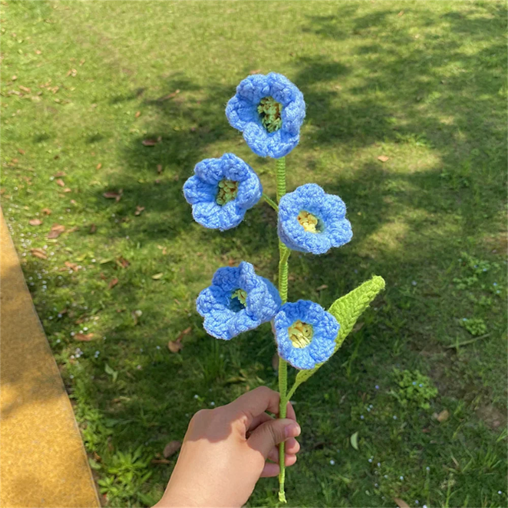 

Artificial Lily Of The Valley Small Night Light Artificial Fake Flower Potted DIY Wool Crochet Flowers Gift Home Wedding Decor