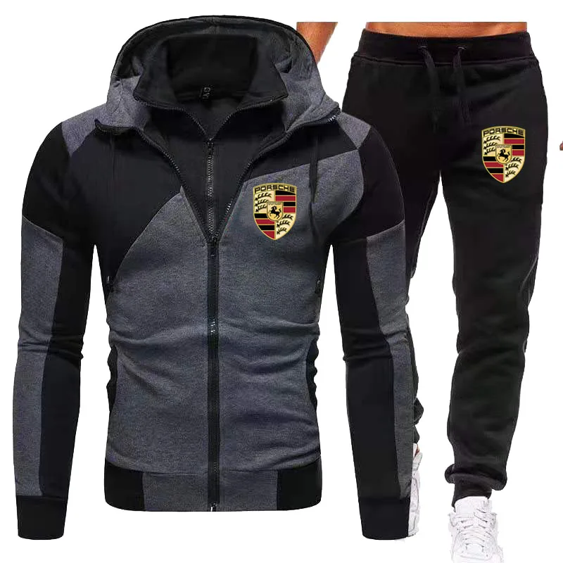 

Spring and Autumn 2022 coat, Porsche printed men's two-piece suit, casual and relaxed sports fashion handsome jacket men's sets