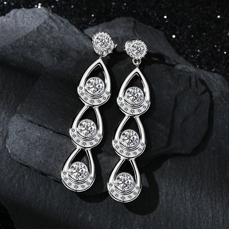 EMO-490 Lefei модные классические роскошные муассанитовые серьги с кисточками в форме