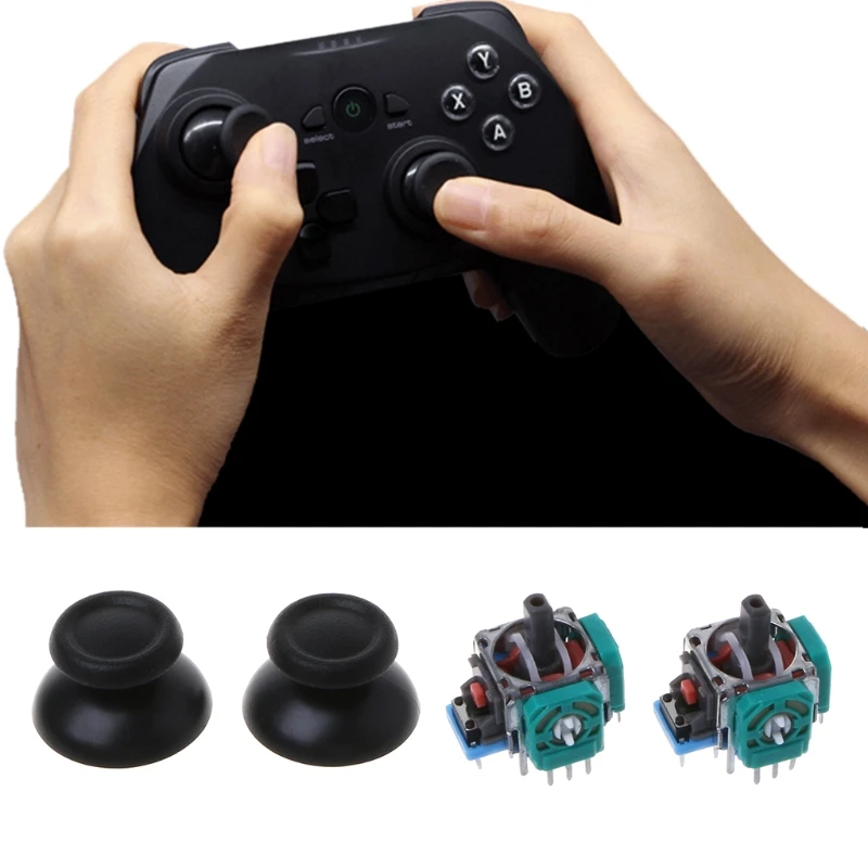 

1Pair 3D Analog Axis Joystick Module Potentiometer With Black Thumb sticks For Playstation 4 PS4 Controller Repair