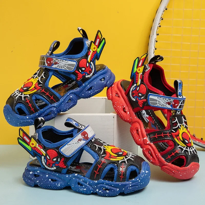 Детские Сандалии Disney Spider-man — Светящиеся Спортивные Тапочки Для Мальчиков
