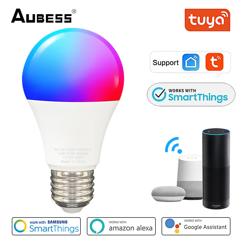 

Smart Bulb 15W Color WiFi Light RGB B22 E27 LED Lamp AC100-240V Alexa Google Home Assistant Voice Control Dimmable Bulb