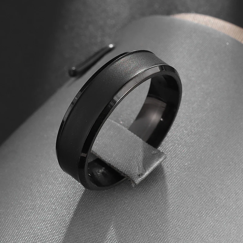 

Men's Women's Simple Fashion Black Textured Glossy Stainless Steel Ring Daily Street Casual Party Jewelry Gift