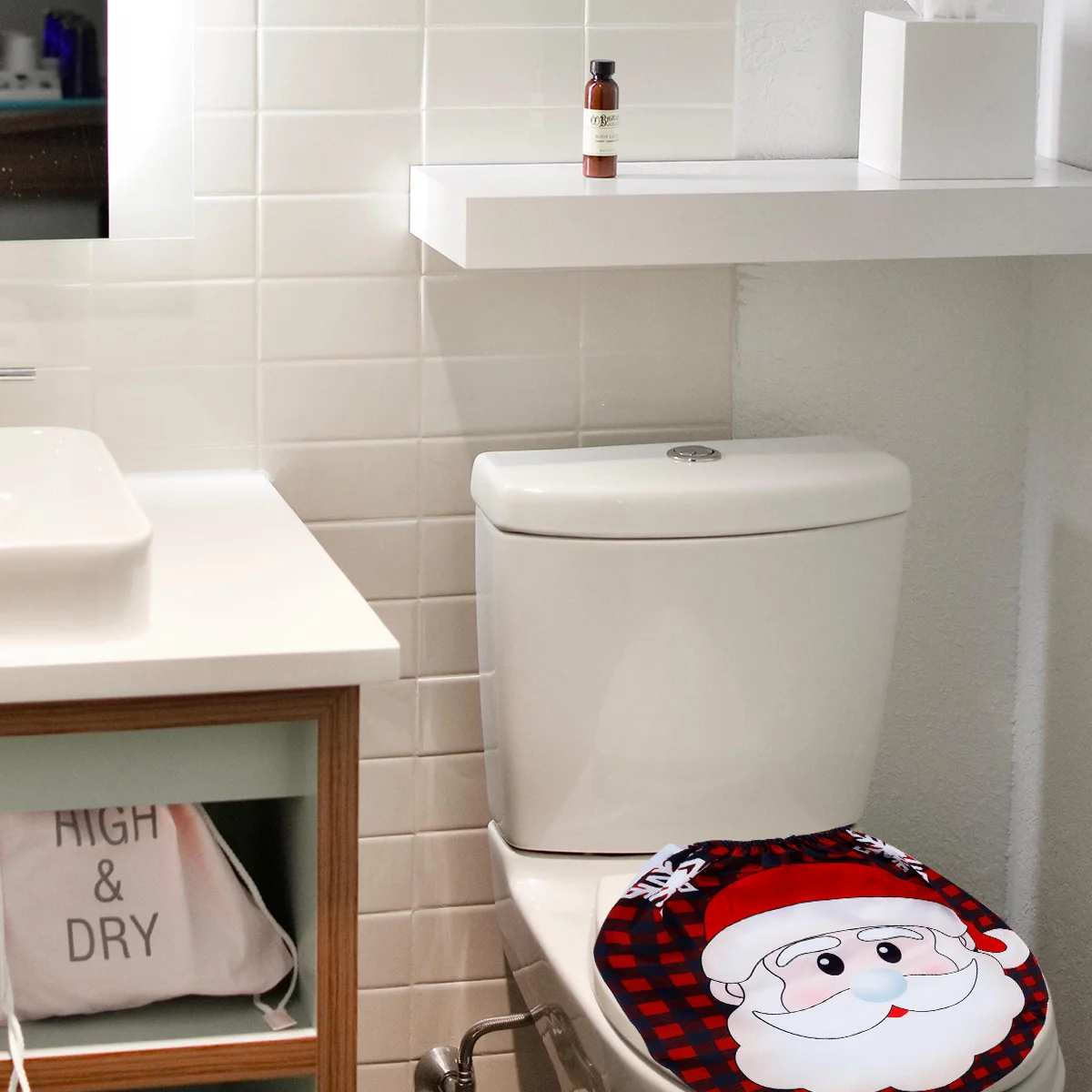 

Toilet Christmas Cover Bathroom Decor Rugsetssnowman Lid Set Rugs Contoured Holiday