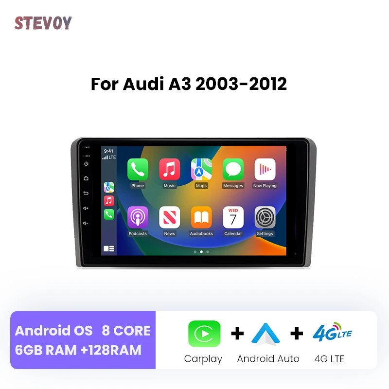 

1280*720 8G + 128G Carplay DSP Android 12,0 автомобильный DVD-плеер GPS 360 WIFI Bluetooth 5,0 RDS Авторадио для Audi A3 2003-2012