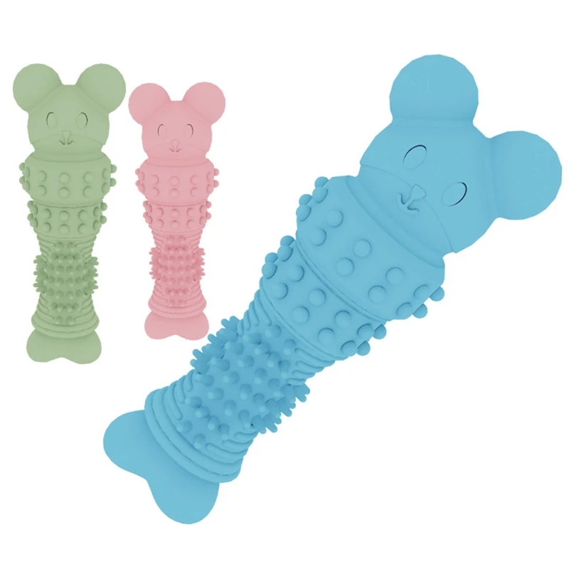 

J2FB Dog TPR Toys Teething Bear Tug Chew Toy Teething Interactive Traning Toy Bite-Resistant for Dogs Cleaning Stick