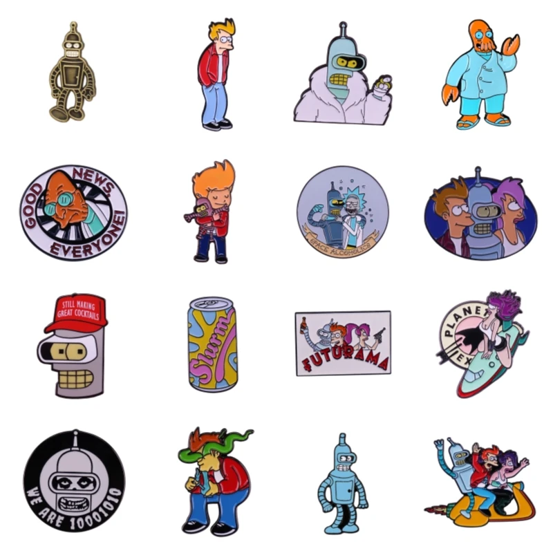 

Funny Cartoon TV Series Character Brooch Futuramo Robot Bender Hard Enamel Pins Gifts for Fans Badge Jewelry Accessory