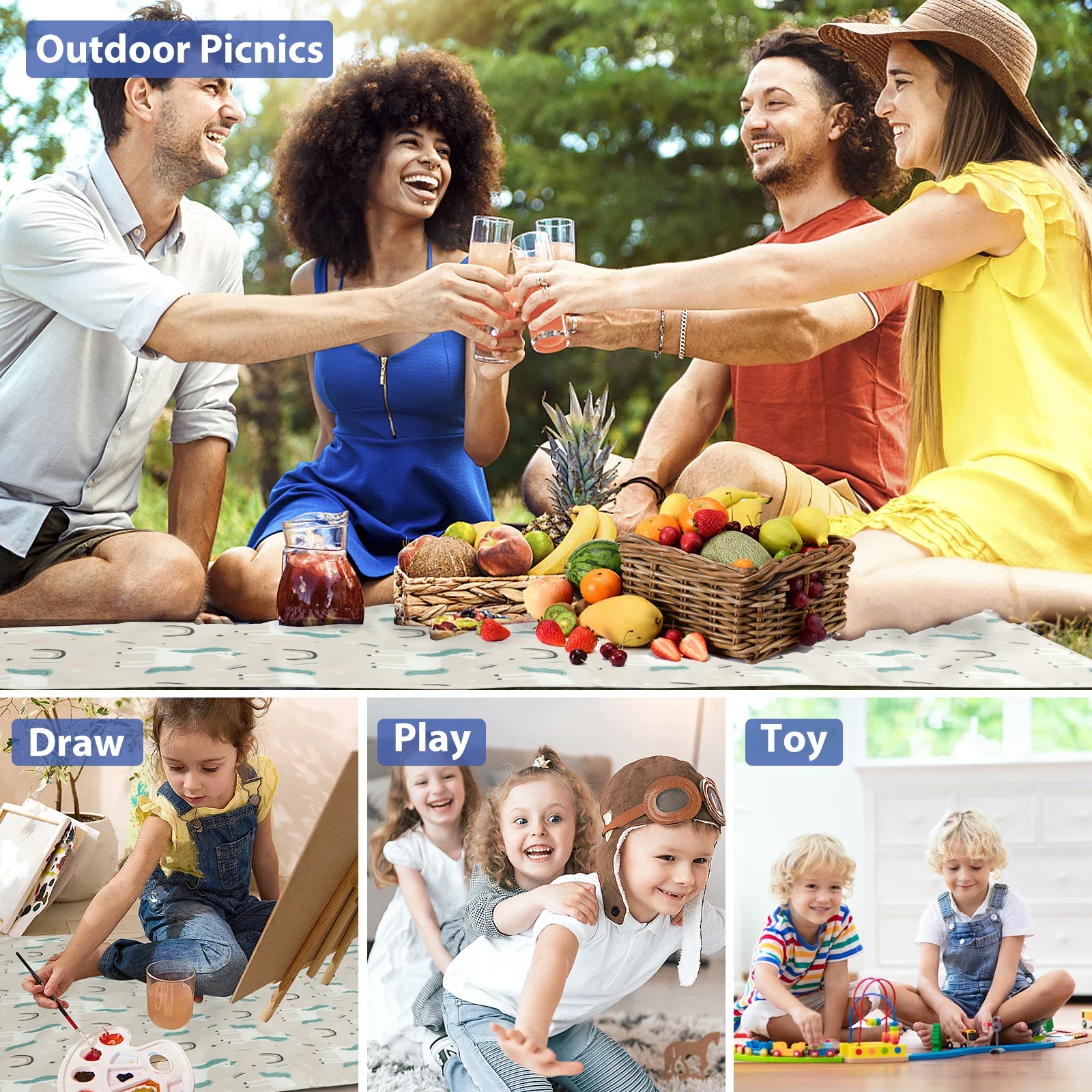 Противоскользящий водонепроницаемый устойчивый к выцветанию игровой коврик для