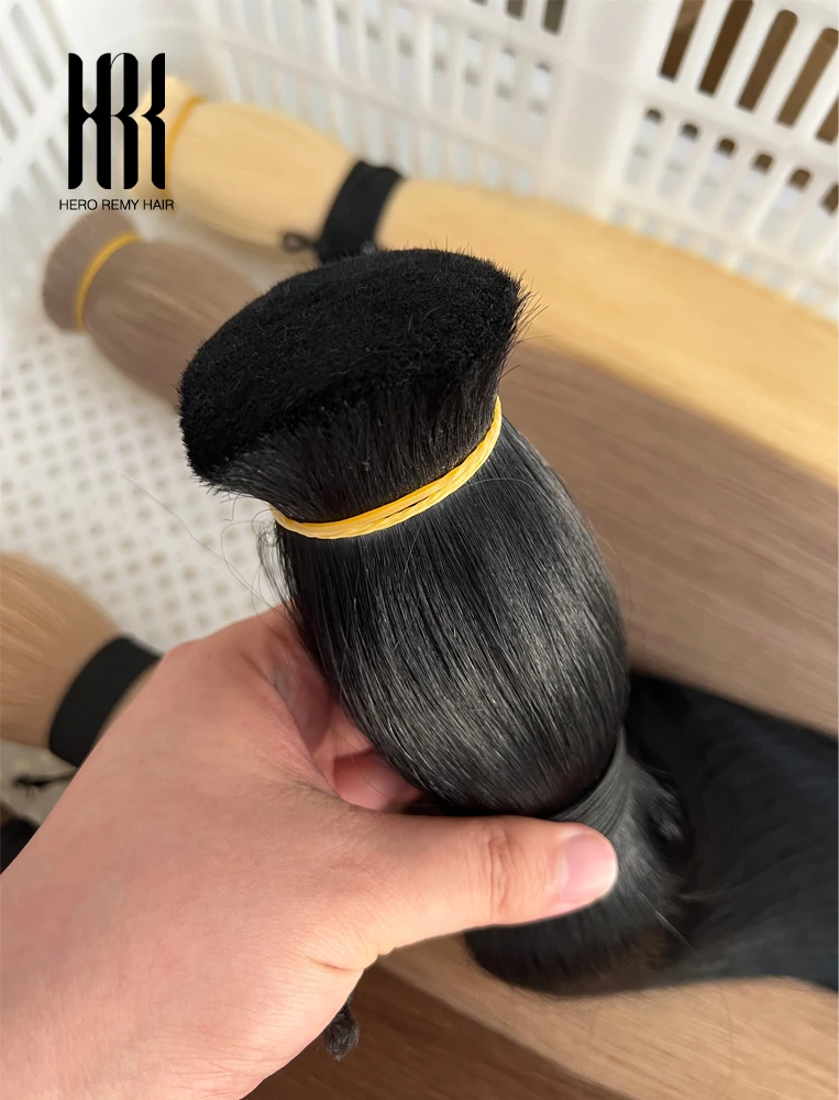 Фото 100% настоящие человеческие волосы Remy, без утка, медовые светлые волосы, объемные индийские девственные вязанные крючком волосы, прямые плетения волос для плетения №3