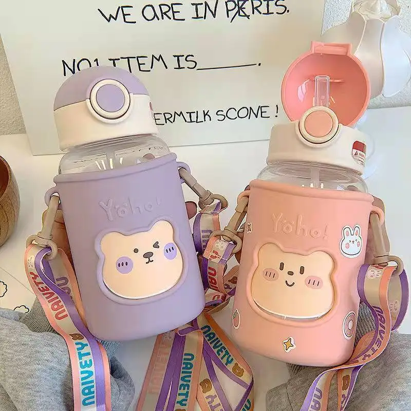 

Plastic Straw Water Cup Children Drinking Water Bottle Wear-resistant And Bite-resistant Wide Mouth Design Baby Feeding Cup Hot