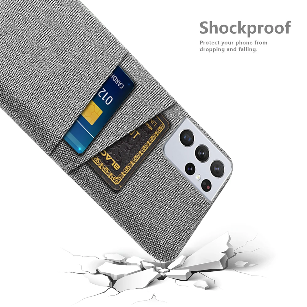 

For Samsung S21 Ultra Plus FE 5G Case Coque Dual Card Fabric Cloth Luxury Cover for Samsung GalaxyS21 Ultra FE Galaxy S 21 Shell