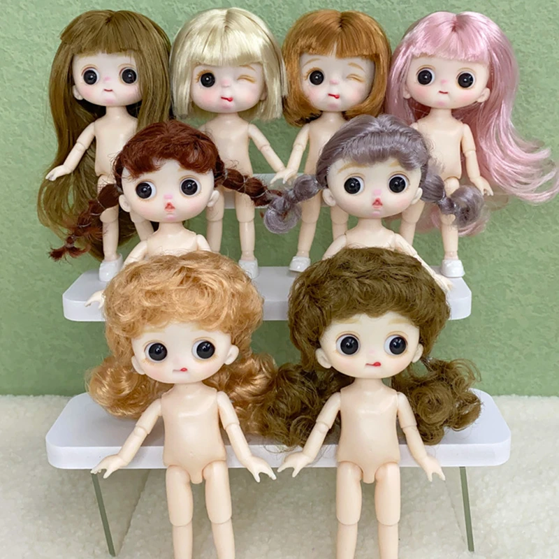 

1/12 & 1/8 OB11 Doll 13 Movable Joints Cute Face 3D Brown Big-eyed Dolls with Shoes Change Make Up Child DIY Play House Toy Gift