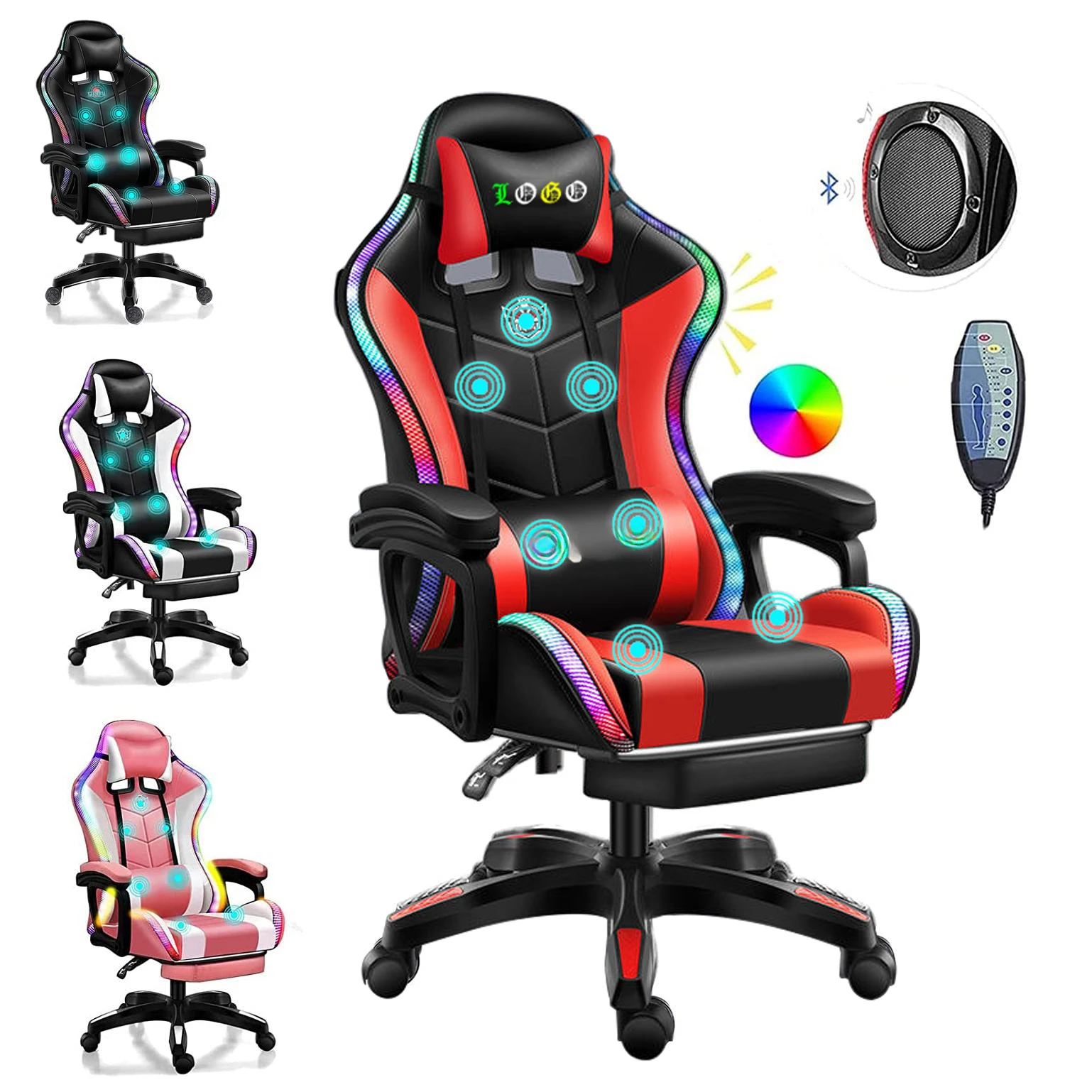 Высококачественное светодиодное красочное освещение Silla Gamer полномассажное