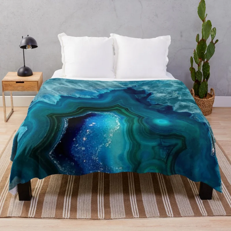 

Teal Blue Agate Throw Blanket Blanket Luxury Blankets For Baby