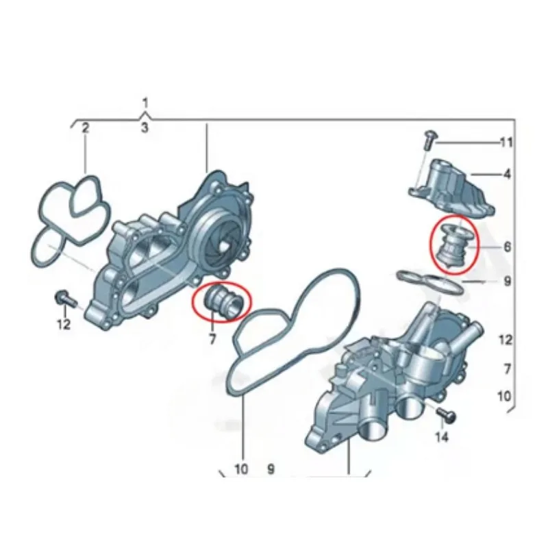 Термостат водяного насоса для VW Santana 2012-2021 Lavida 2018-2023 Polo Skoda Rapid 04E 121113 121 113 абсолютно