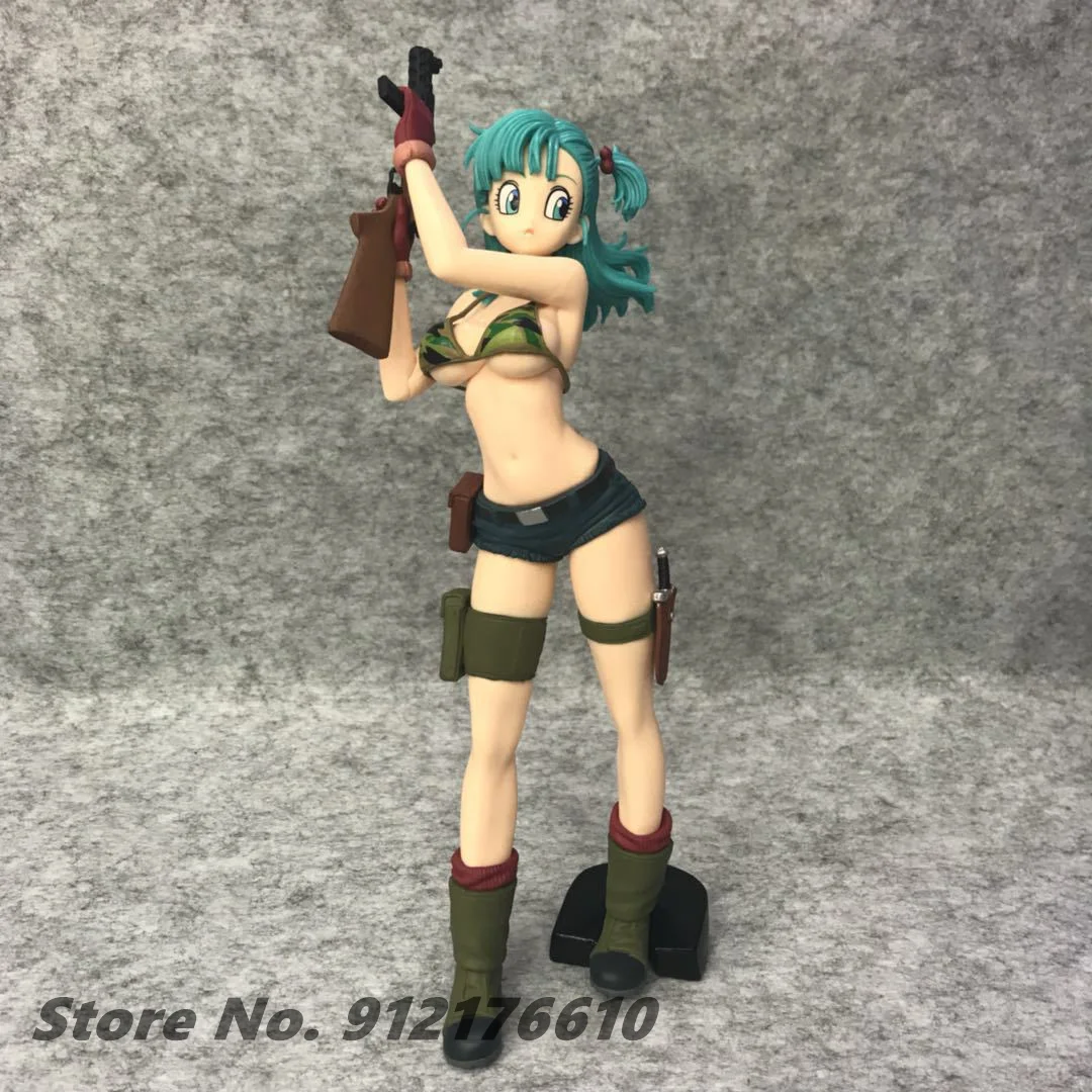 

Anime Figure Dragon Ball Bulma II Military Uniform Camouflage Bikini Model Toy Doll Car Ornament Home Bedroom Decoration