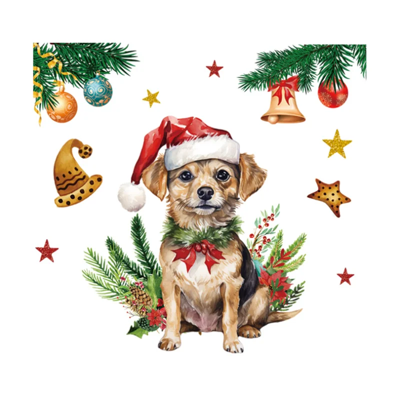 

Cute Christmas Dog Festival Toilet Sticker Bathroom Corridor Porch Cabinet Decoration Toilet Covers Self-adhesive Wall Stickers