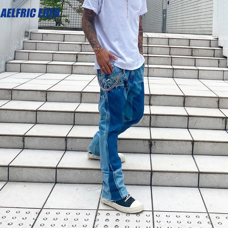 Мужские джинсы с широкими штанинами в стиле ретро
