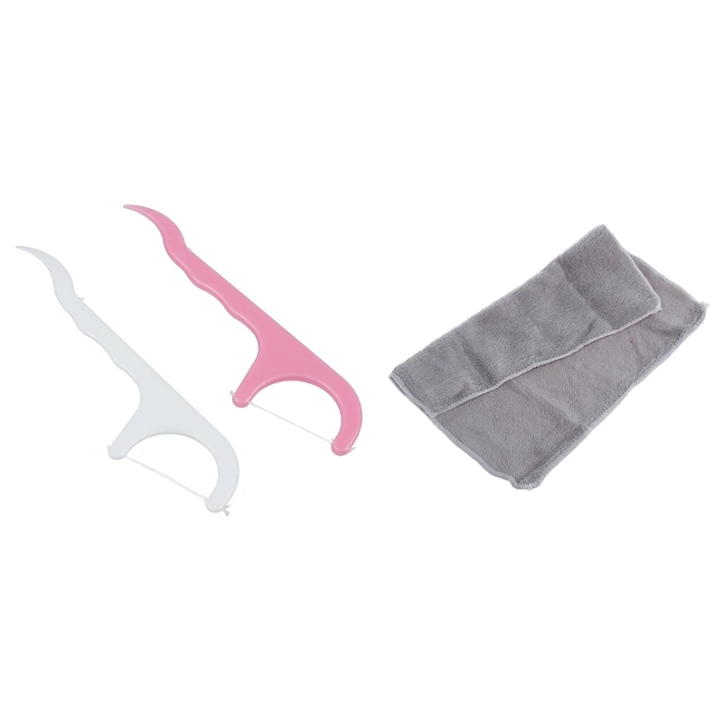

1X Absorbent Lint Free Oilproof Microfiber Cleaning Cloth/Rag & Disposable 50Pcs Oral Teeth Clean Care Floss Thread