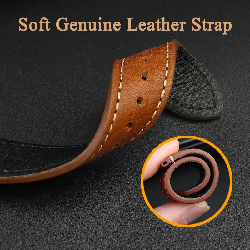 Tudor 22mm Ltalian Leather Watch Strap  For Tudor Top Quality Vintage Retro Ltaly Genuine Leather WatchbandButterfly buckle Belt