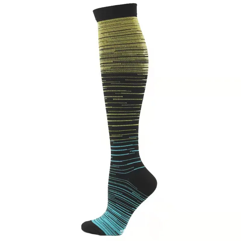 Gradient Mixed Color Four Seasons Pressure Even Size Men And women's Socks mid-calf Sports Nylon Socks Compresion