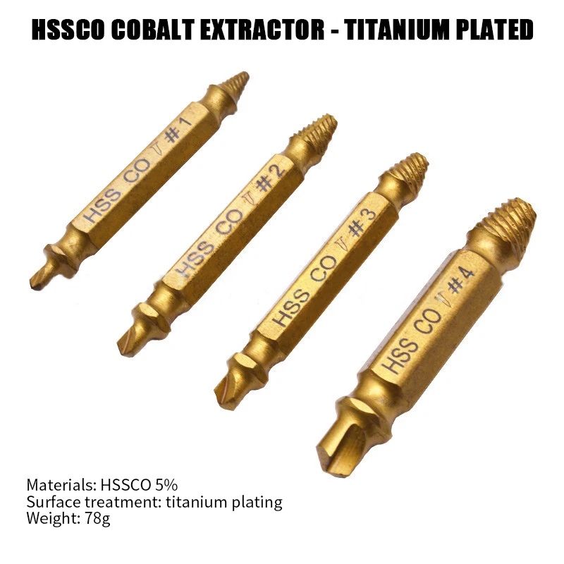 

4PCS Damaged Screw Extractor Drill Bit Set Damaged Bolt Extractor Remover Easily Take Out Demolition Tools