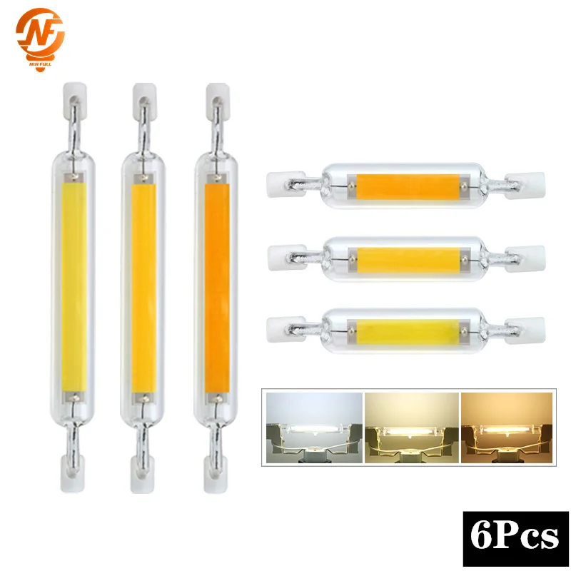 6pcs/lot LED R7S Glass Tube COB Bulb Ceramics AC 220V 230V 78MM 118MM R7S Corn Lamp 5W 10W 20W J78 J118 Replace Halogen Lampadas