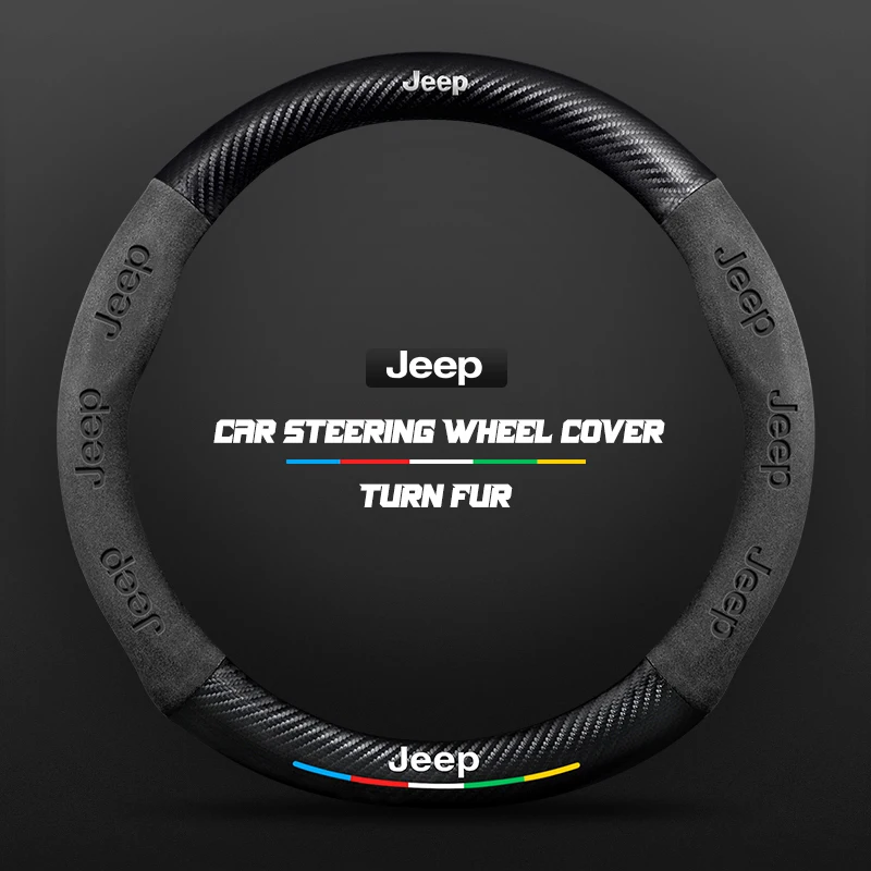 

Auto Steering Wheel Cover 38cm For Jeep Wrangler Grand Cherokee Renegade Compass Gladiator Liberty Patriot Wagoneer Accessories