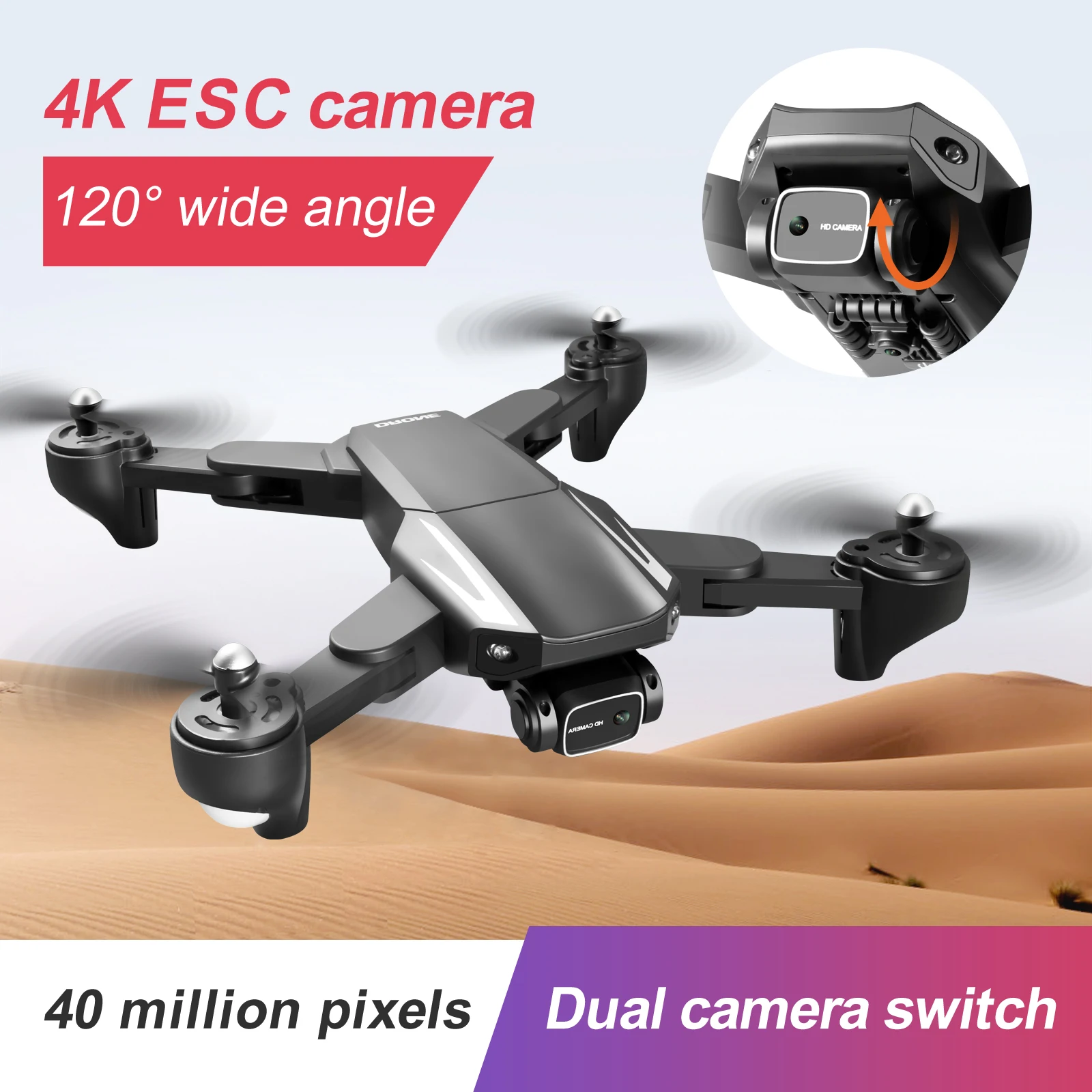 Enlarge New S93 Drone 4K HD Dual Camera GPS WIFI FPV Vision Optical Flow ESC Camera Foldable RC Quadcopter Professional Drone Gift