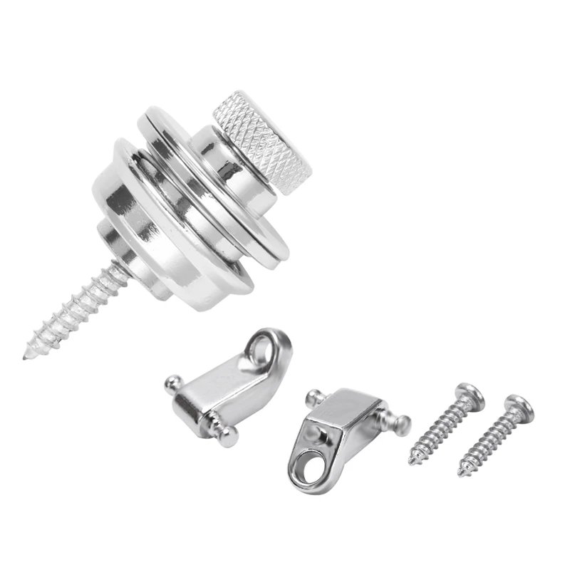 

HOT 2Pcs Guitar Strap Lock Guitar Belts Buckle Button Thread & 2 Pcs Electric Guitar Roller String Tree String Retainer