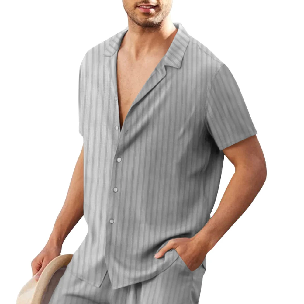 

Полосатые мужские рубашки, мужские Гавайские повседневные модные рубашки, пляжные блузки с коротким рукавом, топы, Camicias