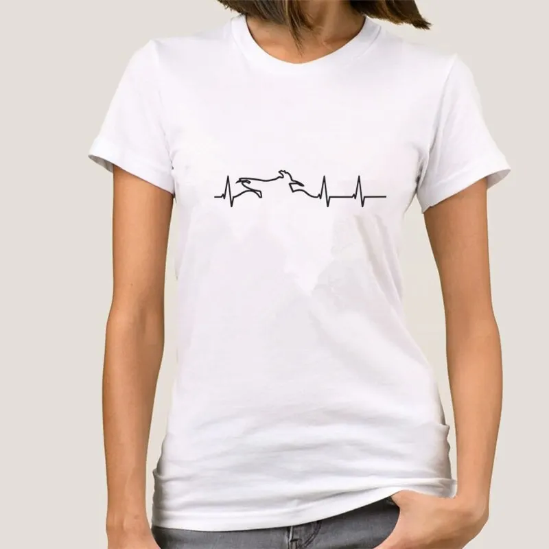 

Girl Women Heartbeat of Motorbike T Shirt Short Sleeve Evolution Motor T-shirts Female Clothing Women Tees Top