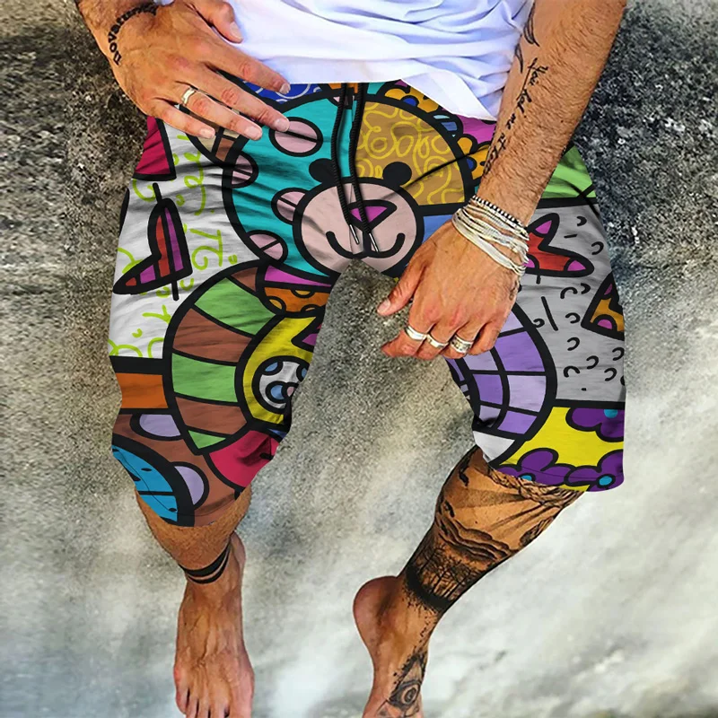 

Patchwork Geometric Print 2022 New Summer Casual Shorts Hawaiian Beach Shorts Surf Breathable Quick Dry Jogging Training Pants