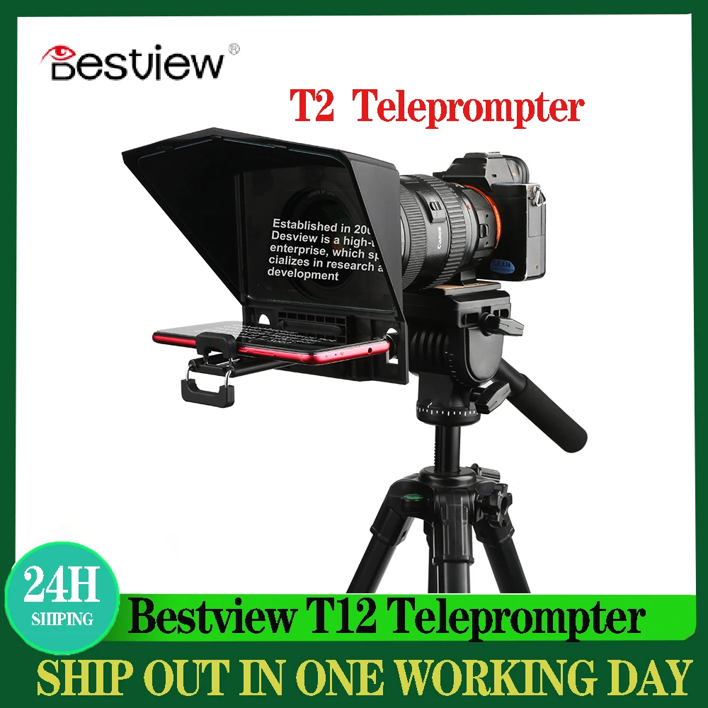 

Портативный универсальный телесуфлер Bestview T2 для цифровой зеркальной камеры, фотостудии, iPad, смартфона для записи интервью, телесуфлер