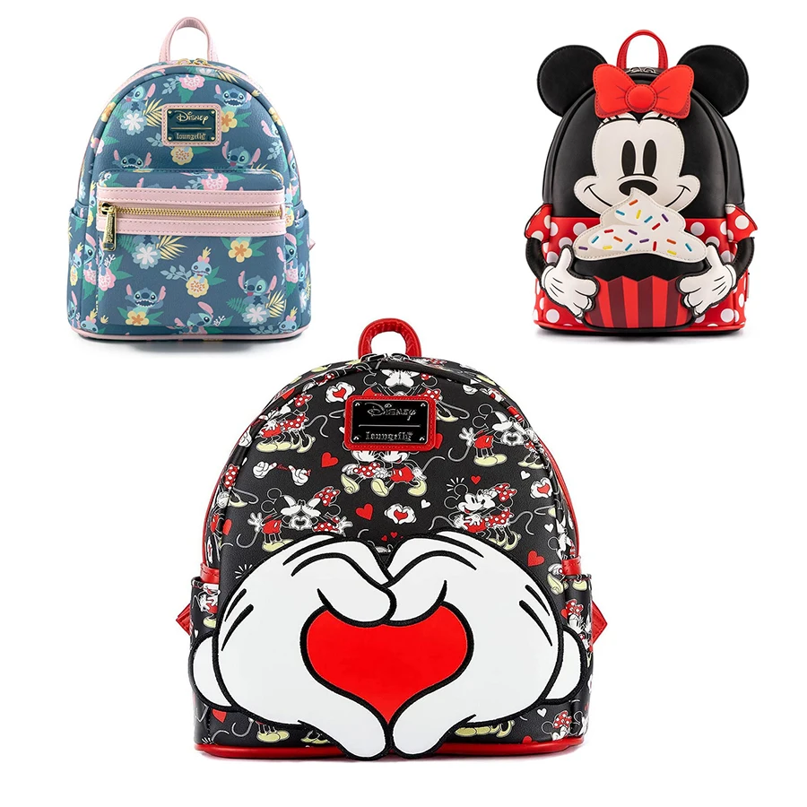 

Модный кожаный рюкзак Disney Stitch для девочек, школьный портфель с рисунком Микки и Минни, с героями мультфильма «История игрушек 3»