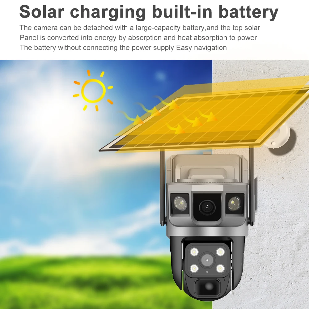 Уличная камера 4g Telecamera Wi-Fi per Esterno Senza Filo Con Pannello Solare Security-protection Camara Vigilancia Exterior