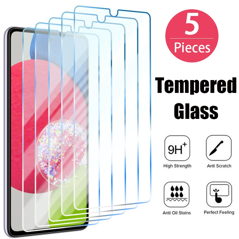 5PCS Screen Protector for Samsung A73 A53 A12 A32 A22 A52S 5G Tempered Glass for Samsung A13 A51 A41 A70 A40 A50 A71 A72 A52