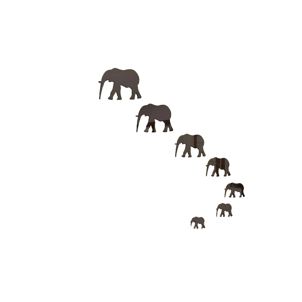 

7pcs/Set Elephant 3D Mirror Wall Sticker DIY Self-Adhesive Acrylic Animal Mirror Art Decals Removable Home Decoration Wallpaper