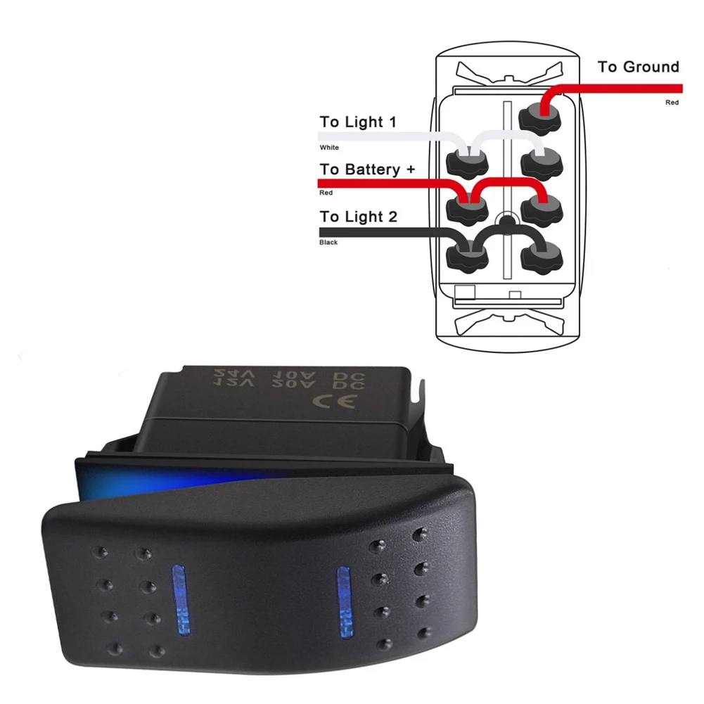 

High Quality Practical To Use Brand New Rocker Switch 3 Position DPDT Blue LED Plastic & Metal W/jumper Wires Set