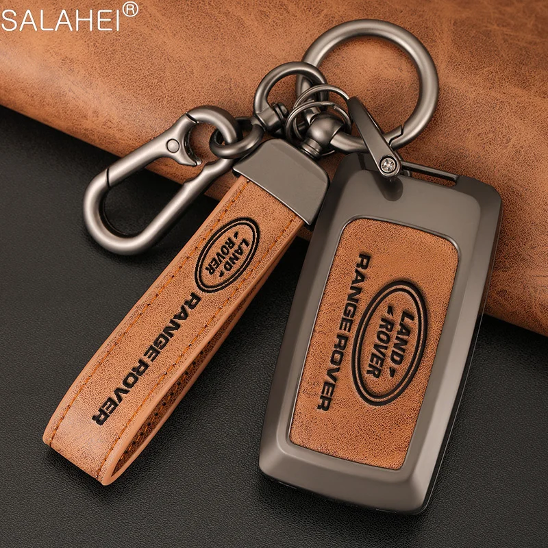 

Car Leather Zinc Alloy Remote Key Case Cover For Land Rover Range Rover Sport Evoque Velar Discovery5 Sport 2018 2019Accessories